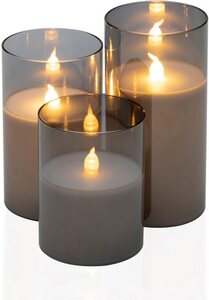 Pauleen LED Dekolicht LED-Kerze Classy Smokey Candle, 3er Set, Warmweiß, Wachskerze