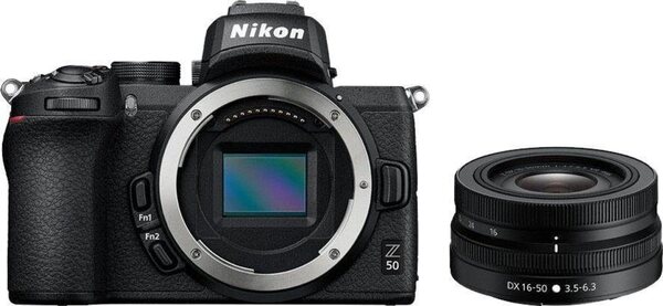 Bild 1 von Nikon Z50 DX 16-50 mm 1:3.5-6.3 VR Systemkamera (DX 16-50mm 1:3.5-6.3 VR, 20,9 MP, Bluetooth, WLAN (Wi-Fi)