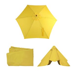 Ersatz-Bezug für Sonnenschirm Lissabon, Sonnenschirmbezug Ersatzbezug, Ø 3m Polyester 6 Streben ~ gelb