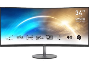 MSI PRO MP341CQDE 34 Zoll UWQHD Business Monitor (1 ms Reaktionszeit, 100 Hz), Schwarz