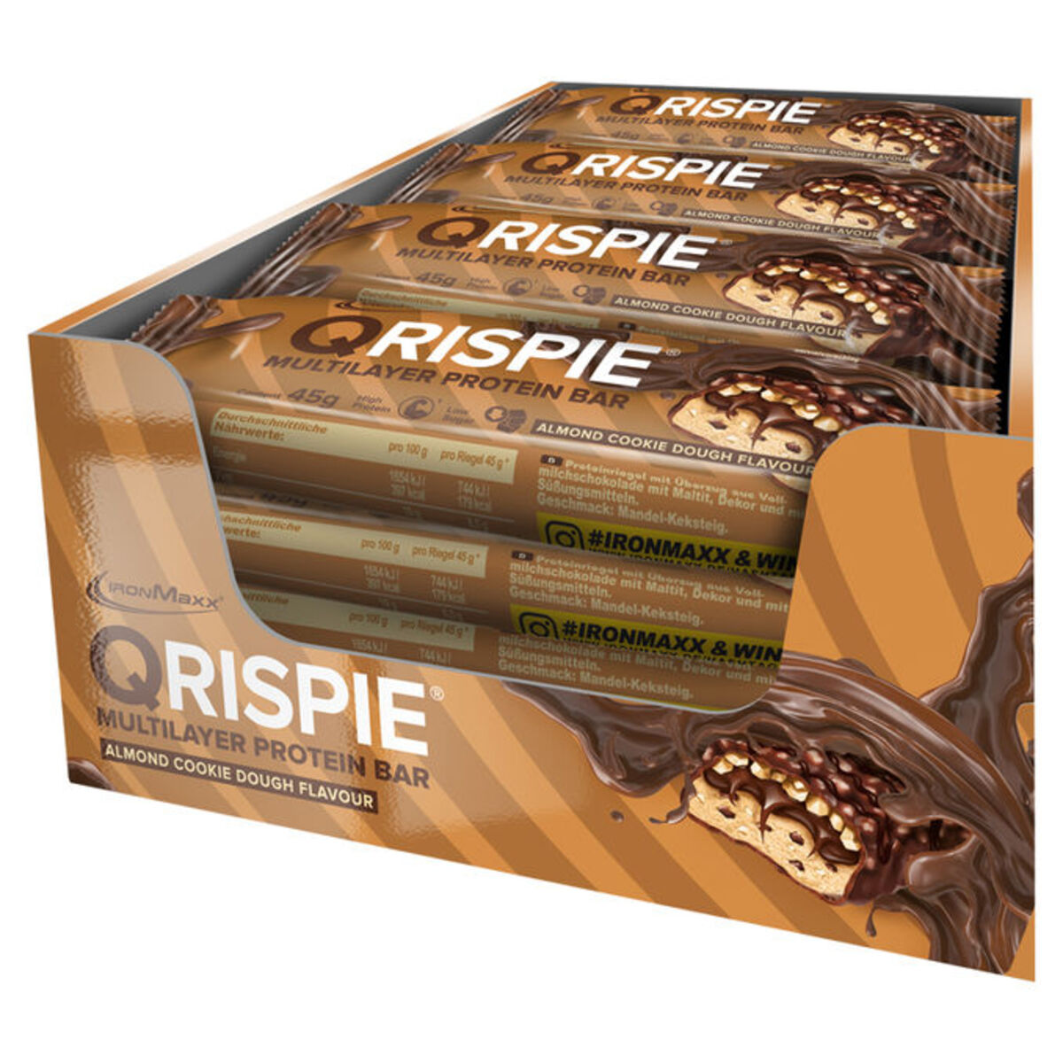 Bild 1 von IronMaxx Qrispie Proteinriegel Almond Cookie Dough, 16er Pack