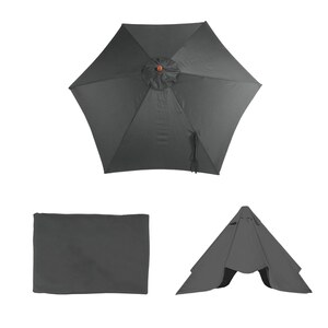 Ersatz-Bezug für Sonnenschirm Lissabon, Sonnenschirmbezug Ersatzbezug, Ø 3m Polyester 6 Streben ~ anthrazit