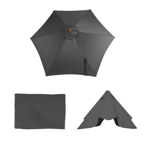 Bild 1 von Ersatz-Bezug für Sonnenschirm Lissabon, Sonnenschirmbezug Ersatzbezug, Ø 3m Polyester 6 Streben ~ anthrazit
