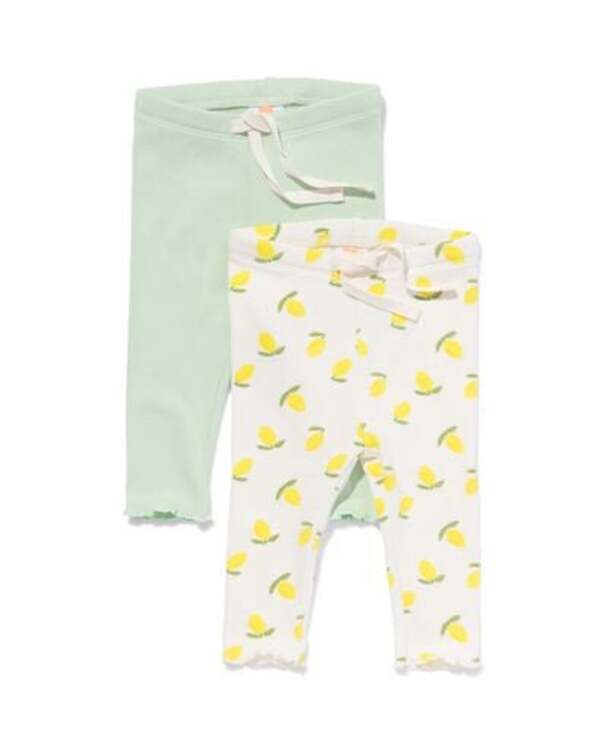 Bild 1 von 2er-Pack Baby-Leggings, gerippt, Zitronen eierschalenfarben