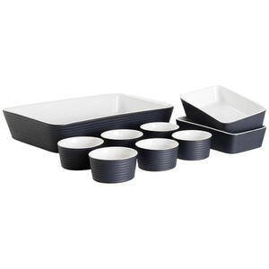 Homeware Profession. Auflaufformenset keramik steinzeug 9-teilig , Perfect Cooking , Schwarz, Weiß , lackiert , backofengeeignet, mikrowellengeeignet,backofengeeignet, mikrowellengeeignet , 00724900