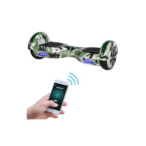 Bild 1 von ROBWAY W1 Hoverboard für Erwachsene und Kinder, 6,5 Zoll, Self-Balance, Bluetooth, App, 700 Watt, LEDs (Camouflage)