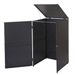 Mülltonnenverkleidung MCW-E25, Mülltonnenbox Mülltonnenabdeckung, Poly-Rattan 120l ~ schwarz