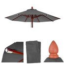 Bild 1 von Ersatz-Bezug für Gastronomie Holz-Sonnenschirm MCW-C57, Sonnenschirmbezug Ersatzbezug, rund Ø3m Polyester 3kg ~ anthrazit