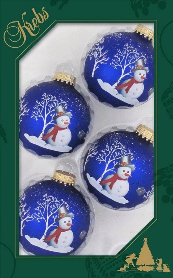 Bild 1 von Krebs Glas Lauscha Weihnachtsbaumkugel Schneemann, Weihnachtsdeko, Christbaumschmuck, Christbaumkugeln Glas (4 St)