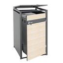 Bild 1 von 1er Mülltonnenverkleidung MCW-J82, Mülltonnenbox, erweiterbar, Metall 32kg, anthrazit ~ Buche-Holzoptik hellbraun