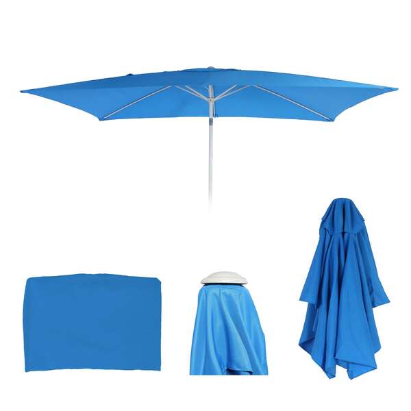 Bild 1 von Ersatz-Bezug für Sonnenschirm Castellammare, Sonnenschirmbezug Ersatzbezug, 2x3m rechteckig Stoff/Textil 4,5kg UV 50+ ~ blau