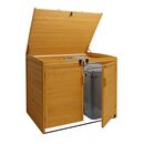 Bild 1 von XL 2er-/4er-Mülltonnenverkleidung MCW-H75b, Mülltonnenbox, erweiterbar 138x138x105cm Holz MVG-zertifiziert ~ braun