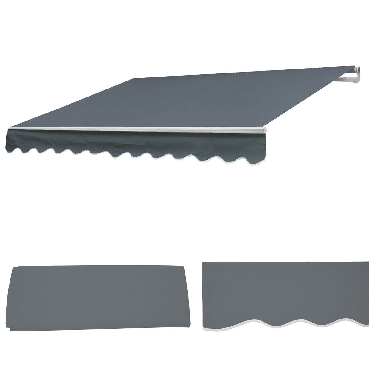 Bild 1 von Ersatz-Bezug für Markise H790, Gelenkarmmarkise Ersatzbezug Sonnenschutz, 4x3m ~ Acryl grau