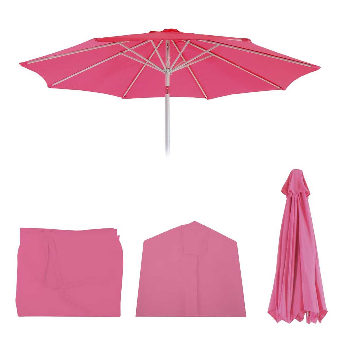 Bild 1 von Ersatz-Bezug für Sonnenschirm Asti, Sonnenschirmbezug Ersatzbezug, Ø 2,7m Stoff/Textil 5kg ~ pink