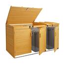 Bild 1 von XL 3er-/6er-Mülltonnenverkleidung MCW-H75b, Mülltonnenbox, erweiterbar 138x207x105cm Holz MVG-zertifiziert ~ braun