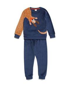 Kinder-Pyjama, Fleece, Hund dunkelblau