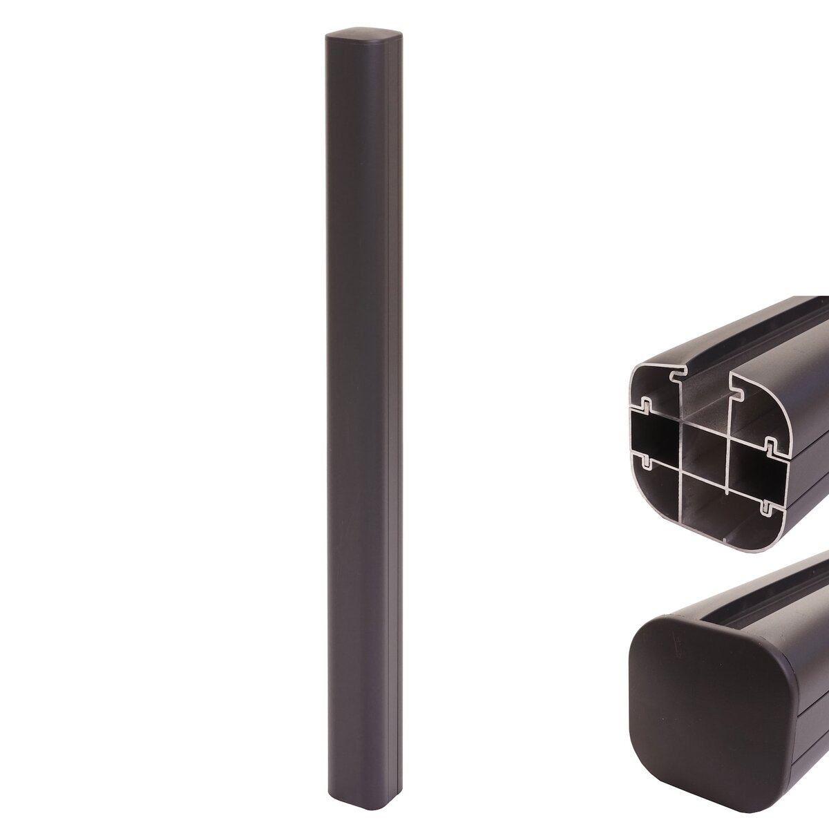 Bild 1 von Alu-Pfosten Savoie-WPC-Zaun, Pfeiler Pfahl, Stecksystem ~ 98cm, anthrazit