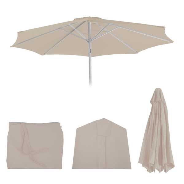 Bild 1 von Ersatz-Bezug für Sonnenschirm Asti, Sonnenschirmbezug Ersatzbezug, Ø 2,7m Stoff/Textil 5kg ~ creme