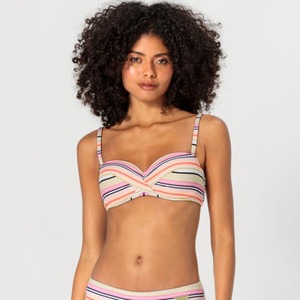 Damen-Bikini-Oberteil mit Streifen, Pink