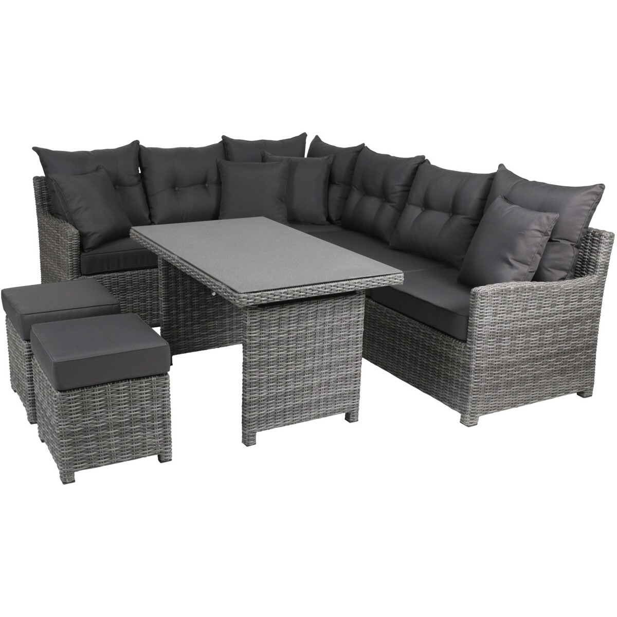 Bild 1 von Greemotion Lounge-Set Miami Comfort 5-teilig Wickergeflecht Grau