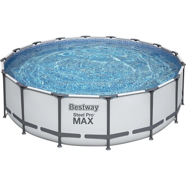 Bild 1 von Bestway Stahlrahmen-Pool Set Steel Pro Max Frame Ø 488 x 122 cm Rund Lichtgrau