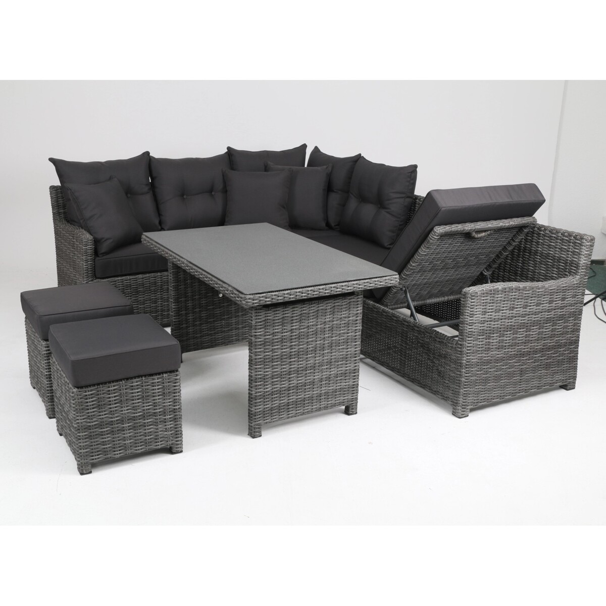 Bild 2 von Greemotion Lounge-Set Miami Comfort 5-teilig Wickergeflecht Grau