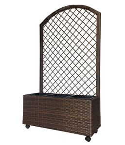 Dehner Polyrattan-Kasten mit Spalier und Rollen, ca. B81/H144/T33 cm, braun