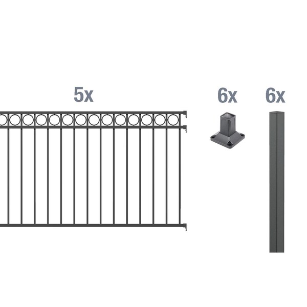 Bild 1 von Metallzaun Grund-Set Circle Anthrazit z. Aufschrauben 100 cm x 1000 cm