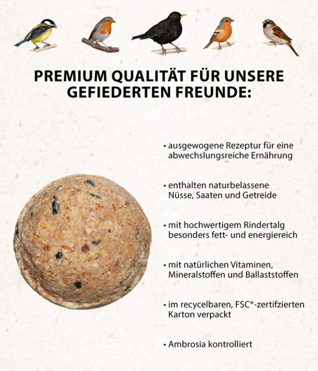 Bild 3 von Dehner Natura Wildvogelfutter Meisen-Knödel im Karton, mit Netz