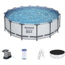 Bild 3 von Bestway Stahlrahmen-Pool Set Steel Pro Max Frame Ø 488 x 122 cm Rund Lichtgrau