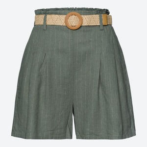 Damen-Shorts mit Bast-Gürtel, 2-teilig, Dark-green