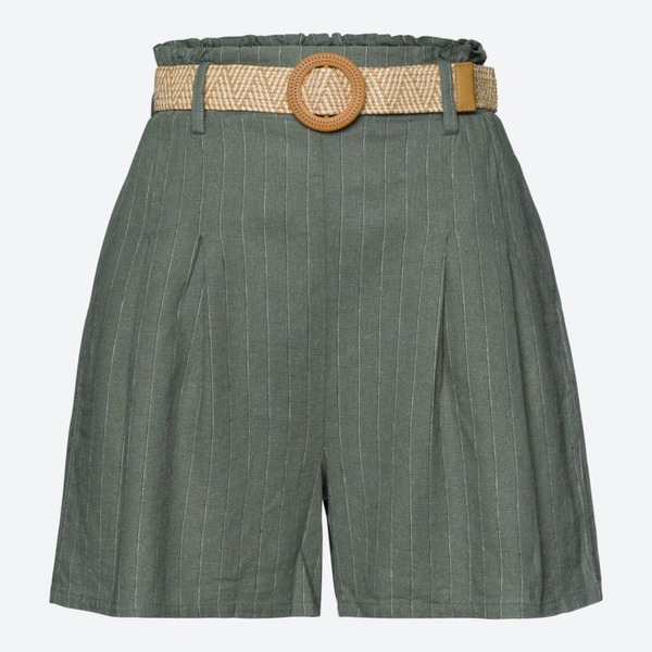 Bild 1 von Damen-Shorts mit Bast-Gürtel, 2-teilig, Dark-green