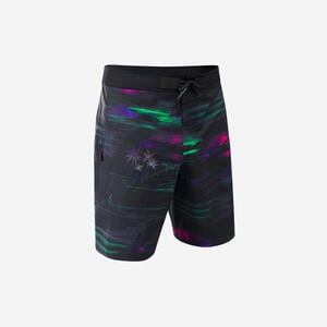 Boardshorts Surfen Standard 900 flacher Bund Darkcalifa schwarz Schwarz