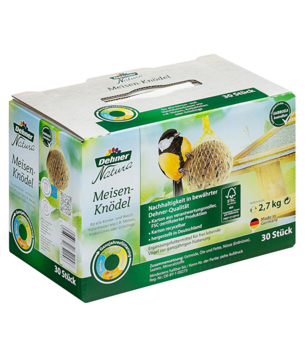 Bild 1 von Dehner Natura Wildvogelfutter Meisen-Knödel im Karton, mit Netz