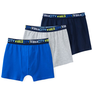 3 Jungen Boxer mit Webbund BLAU / DUNKELBLAU / HELLGRAU