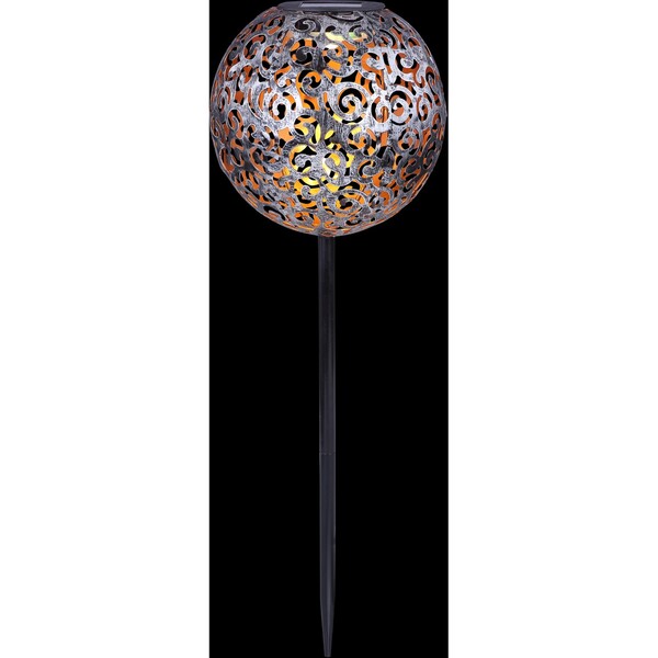 Bild 3 von Globo LED-Solaraußenleuchte Kugel Dekogeflecht Silber 54 cm x 18,5 cm x 18,5 cm