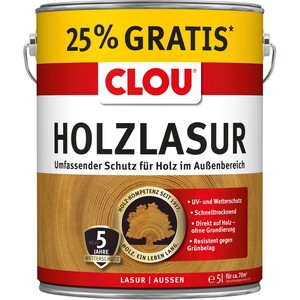 Clou Holzlasur Nußbaum 4 + 1 l