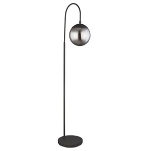 GLOBO Retrofit Bogenlampe Blama Schwarz /Rauchfarbig 25x39cm H150cm