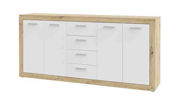 Bild 1 von Sideboard weiß - Artisan Eiche 197 cm 4-türig - BACCIO