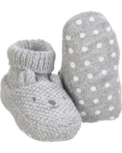 Putzige Baby-Softschuhe, Teddykopf_Baby, ABS-Druck, hellgrau