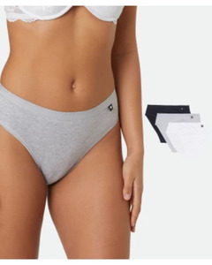 Slips mit Herzlabel, 3er-Pack, Janina, grau melange