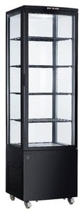 METRO Professional Kühlvitrine GGC3270B, Kunststoff / Glas, 52 x 48.5 x 189.5 cm, 270 L, Umluftkühlung, 300W, verstellbare Regale, schwarz