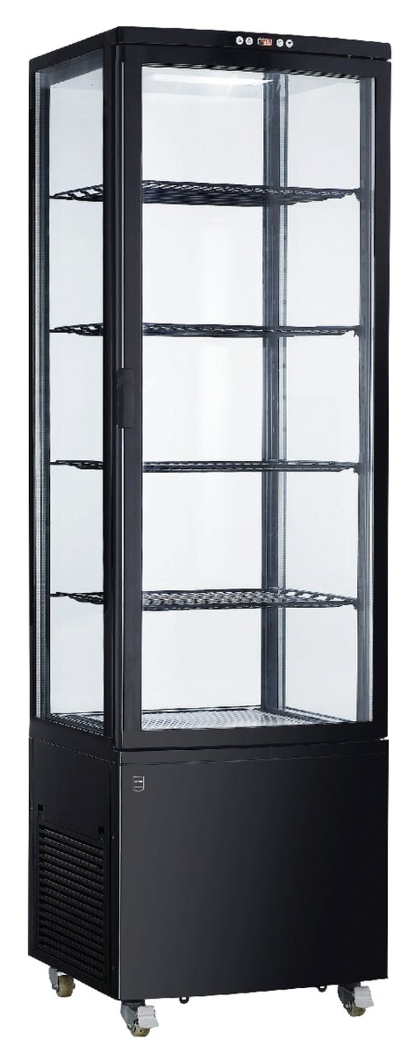 Bild 1 von METRO Professional Kühlvitrine GGC3270B, Kunststoff / Glas, 52 x 48.5 x 189.5 cm, 270 L, Umluftkühlung, 300W, verstellbare Regale, schwarz