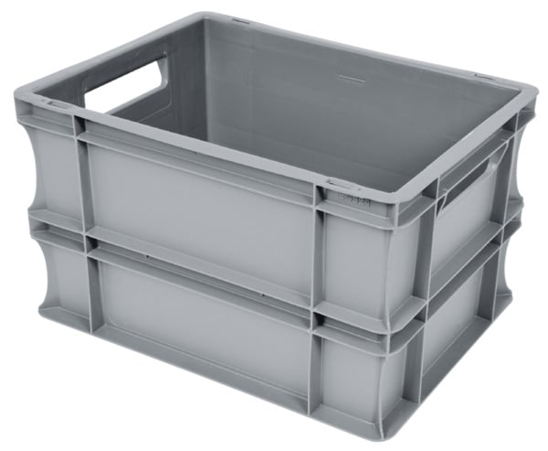 Bild 1 von METRO Professional Eurobox, PP, 40 x 30 x 24 cm, 22 L, 20 kg, stapelbar, mit Handgriff, grau