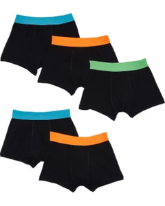 Retro Boxershorts mit Kontrastbund, 5er-Pack, Y.F.K., schwarz