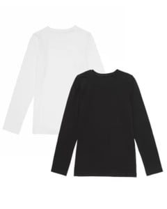 Basic Langarmshirts, 2er-Pack, weiß/schwarz