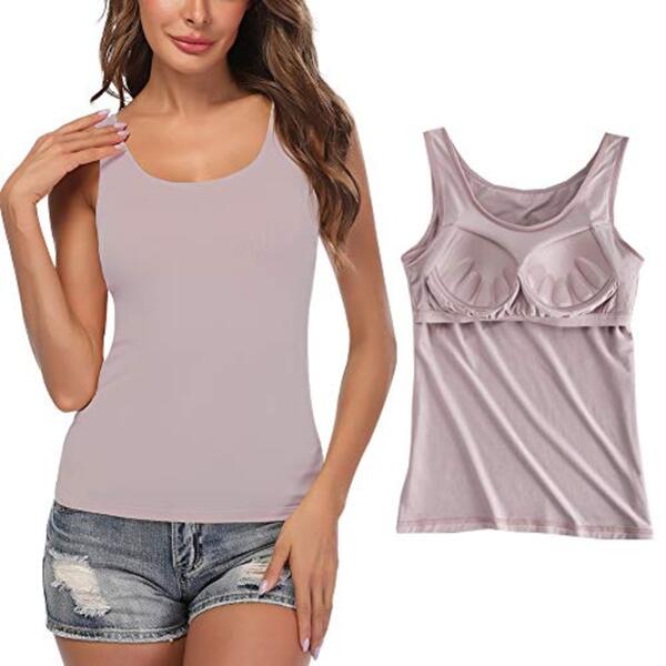 Bild 1 von STARBILD Damen Unterhemd BH-Hemd Basic U-Ausschnitt Eingebauter BH Bügelloser Gepolstert Tank Tops, XS-2XL