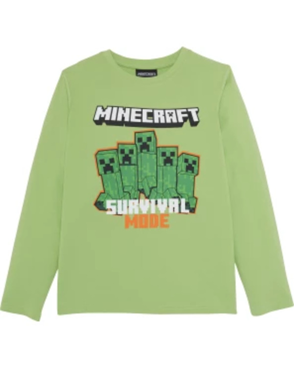 Bild 1 von Minecraft Langarmshirt, Rundhalsausschnitt, hellgrün