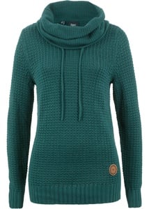 Rollkragenpullover mit Kordeln, 32/34, Grün