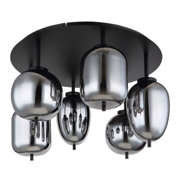 Bild 1 von GLOBO Retrofit Deckenlampe Blacky schwarz /rauchfarbig 63x63cm H49cm